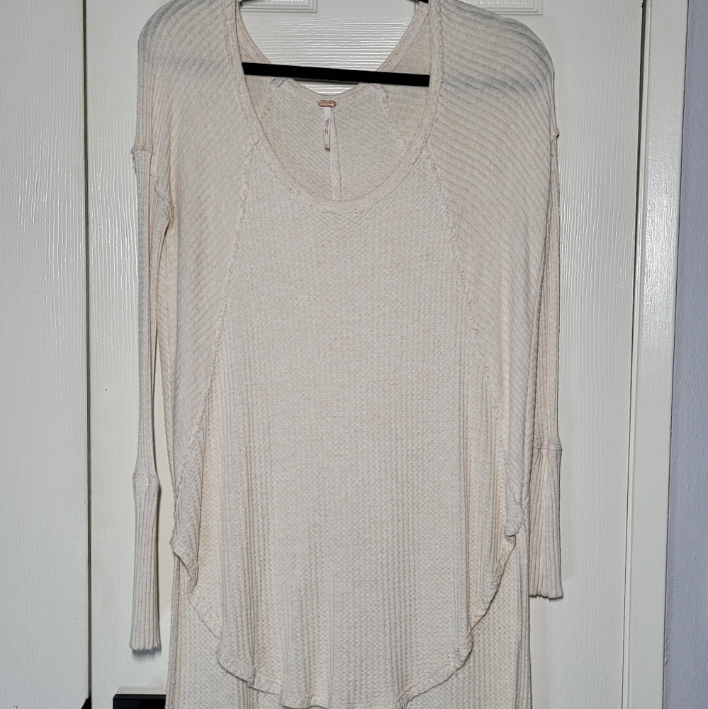 Free People • Cream, Long sleeve, Thermal Tunic Top - Size Small
